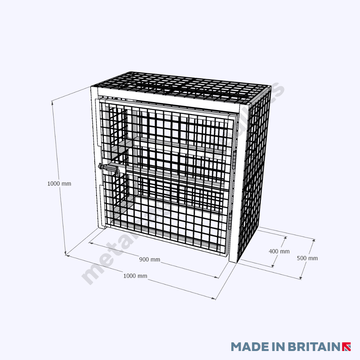 Front view technical drawing of heavy-duty Gas Cylinder Storage Cage
